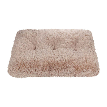 Fluffy beige pet bed mat