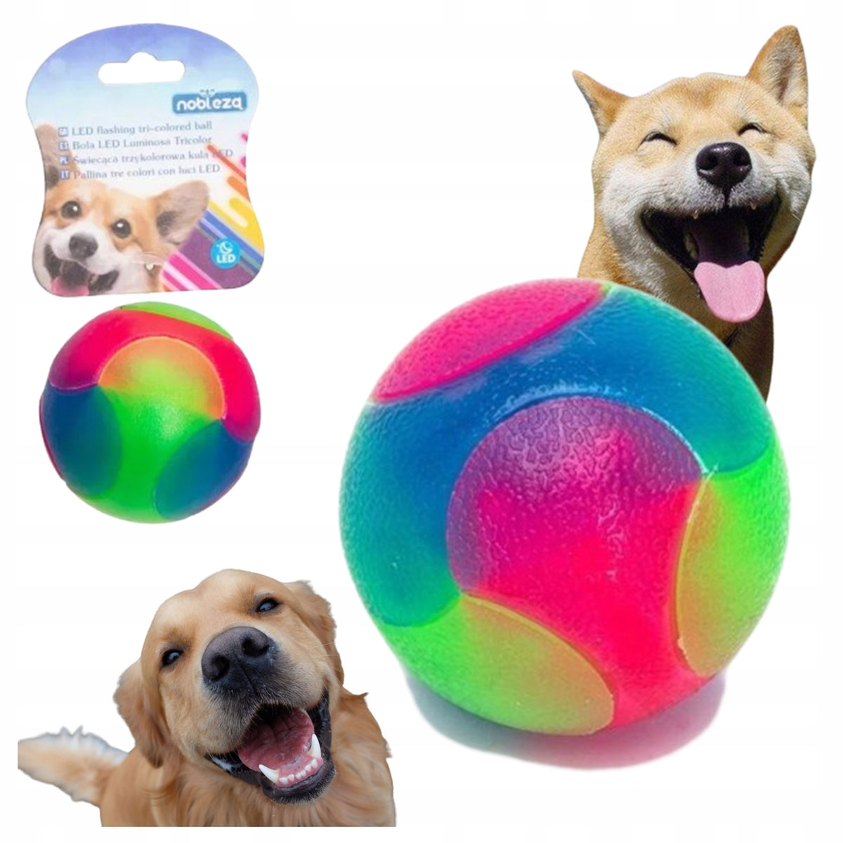Flashing LED dog ball toy