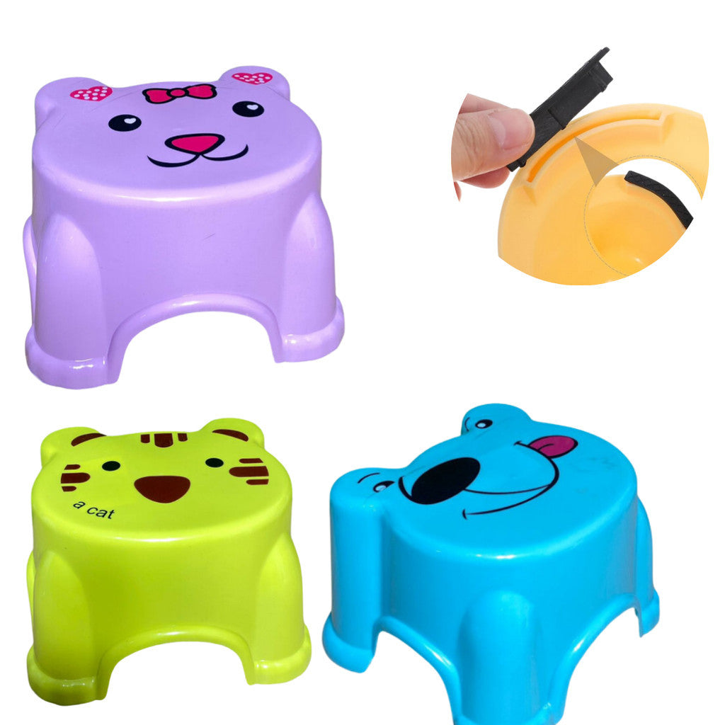 Animal-pattern plastic toddler footstool in assorted colours