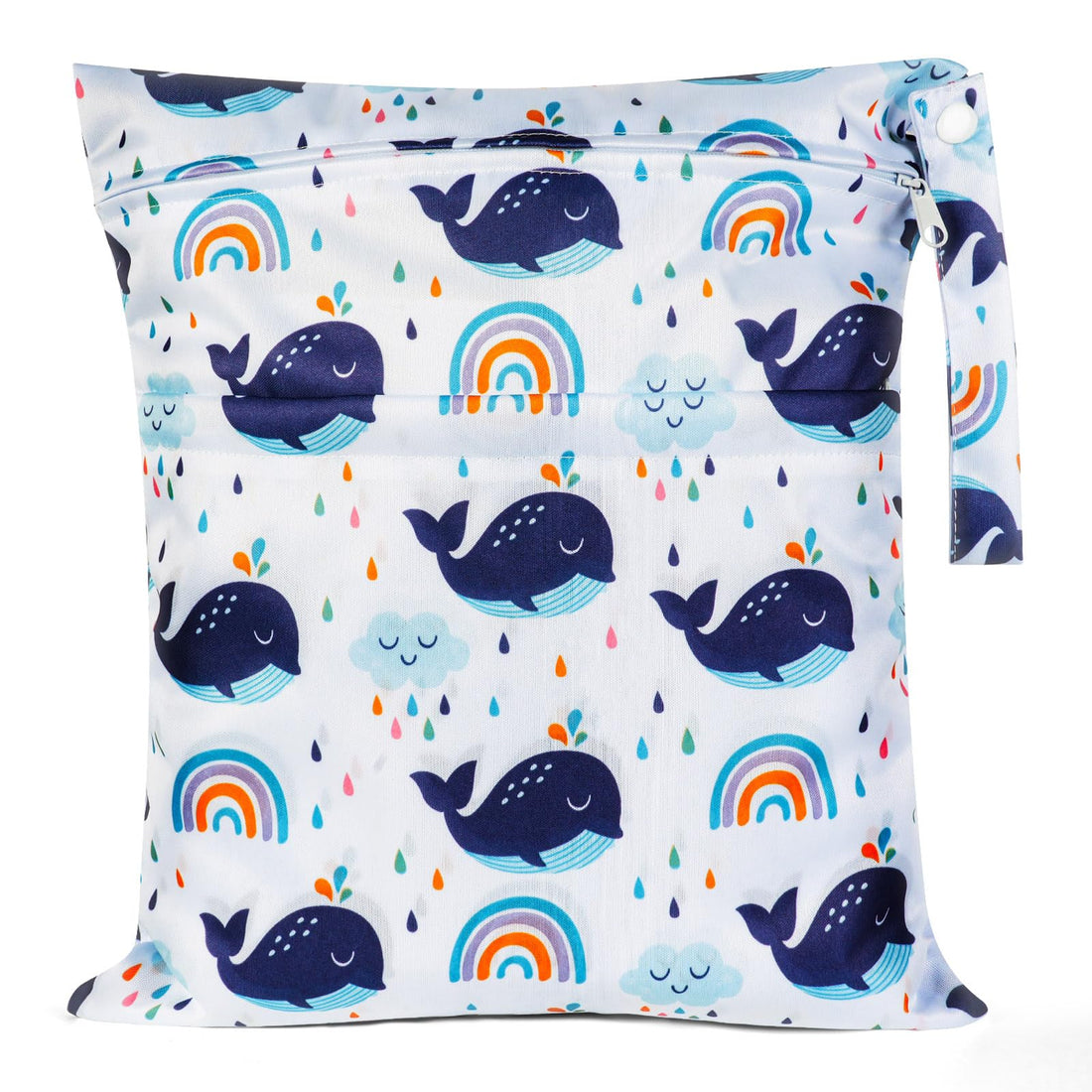 Reusable waterproof wet-and-dry diaper storage bag