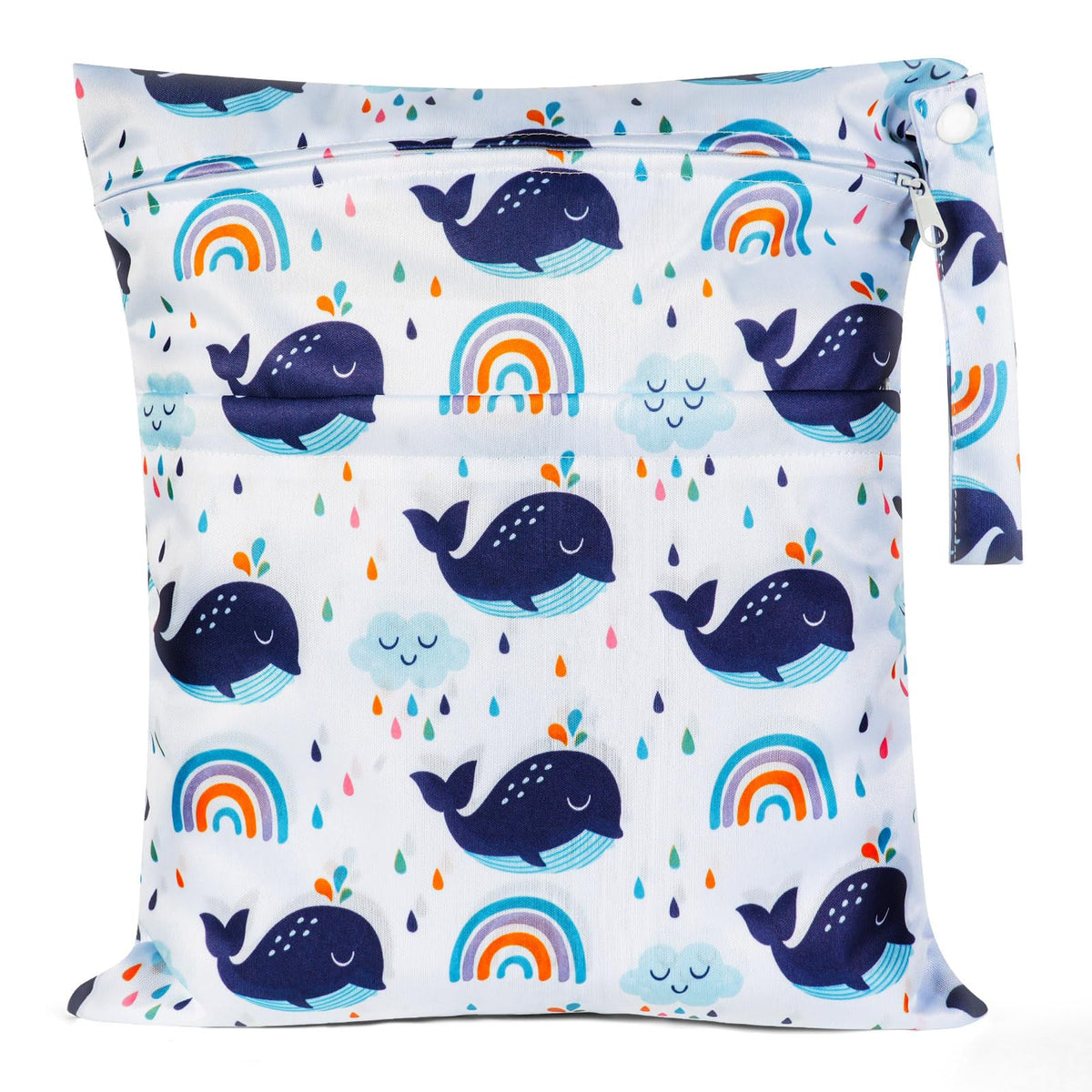 Reusable waterproof wet-and-dry diaper storage bag