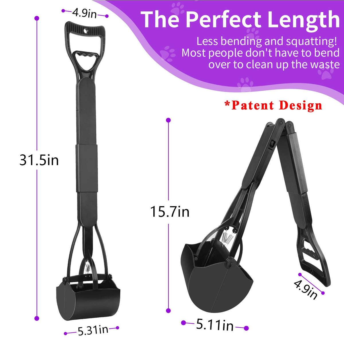 Long-handle dog waste scooper